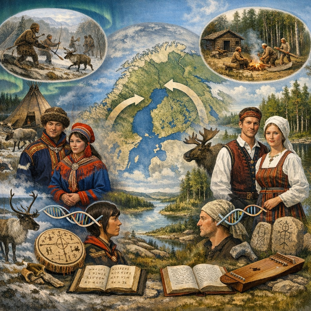 Samernas och finnarnas rötter: ursprung, språk och band